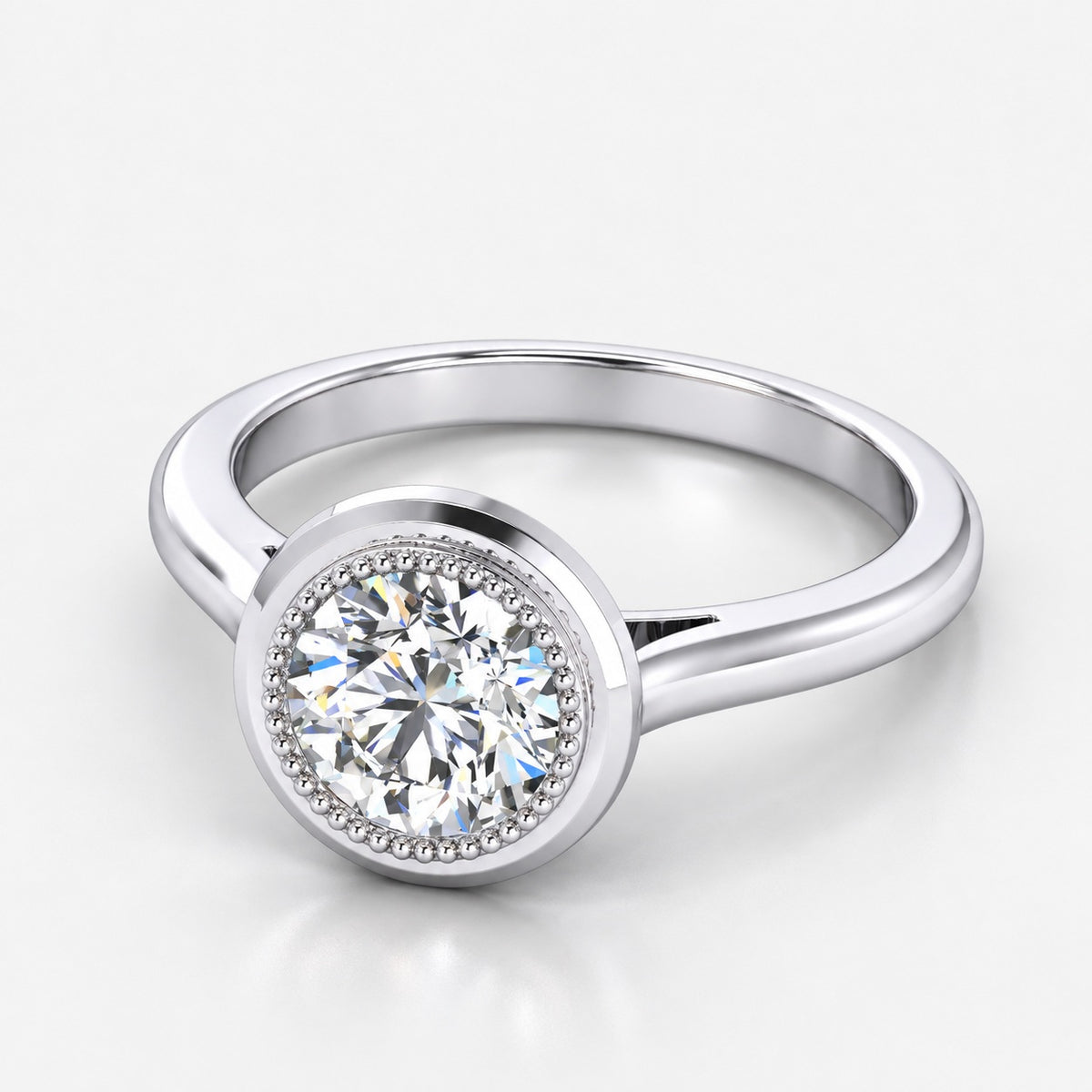 IGI Certified 2.00Ct Classic Milgrain Set Solitaire Engagement Ring in Gold & Platinum