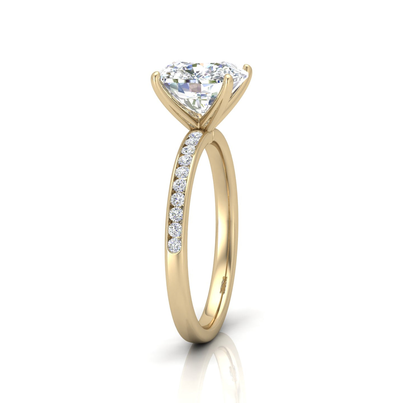 Channel Set Cushion Diamond Engagement Ring