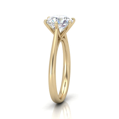 Round Diamond Six Prong Cathedral Solitaire Ring