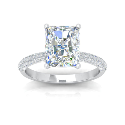 IGI Certified 2.00Carat E/VS Lab Grown Radiant & Side Diamond Three Row Designer Engagement Ring in Platinum