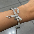2.50CT F-G/VS Natural Round Diamond Bow Bangle Bracelet in 18K White Gold