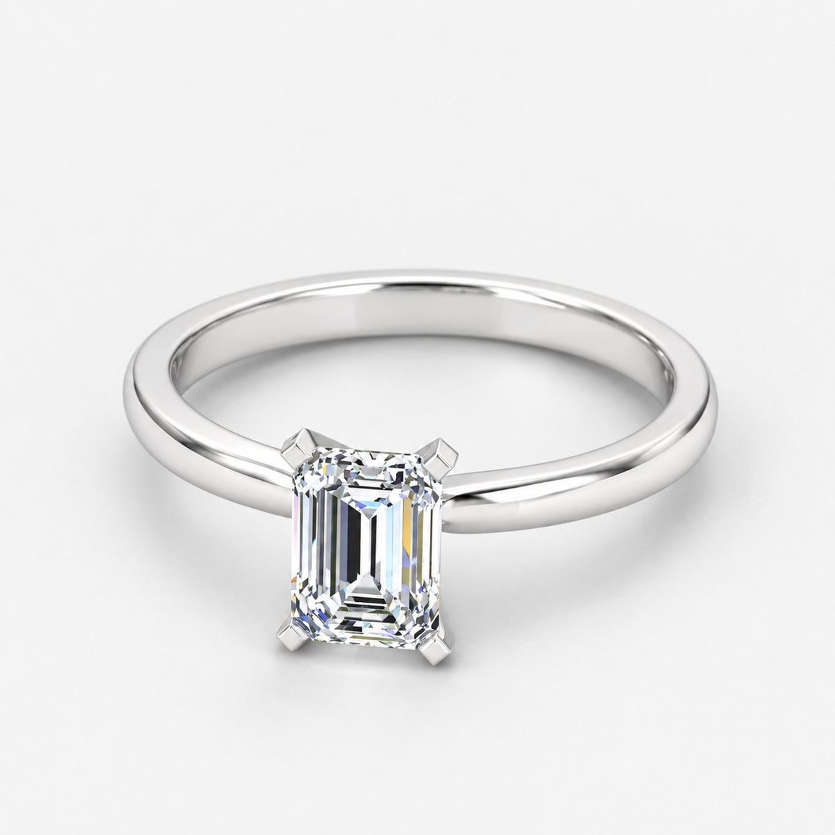 Classic Solitaire IGI Certified Emerald Diamond Engagement Ring in Gold & Platinum