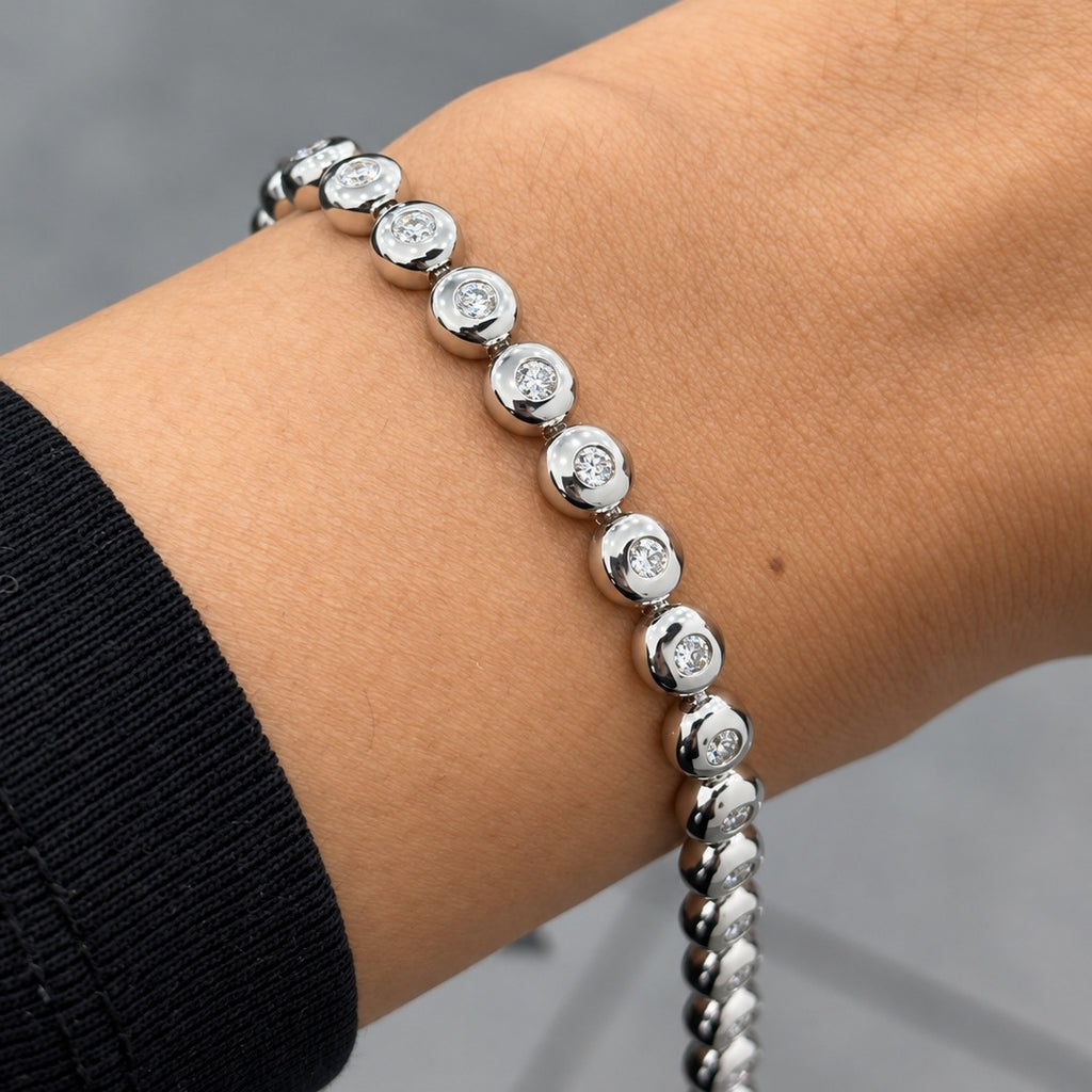 2.50ct Round Diamond Tennis Bracelet - 18k White Gold (Angle View 2)