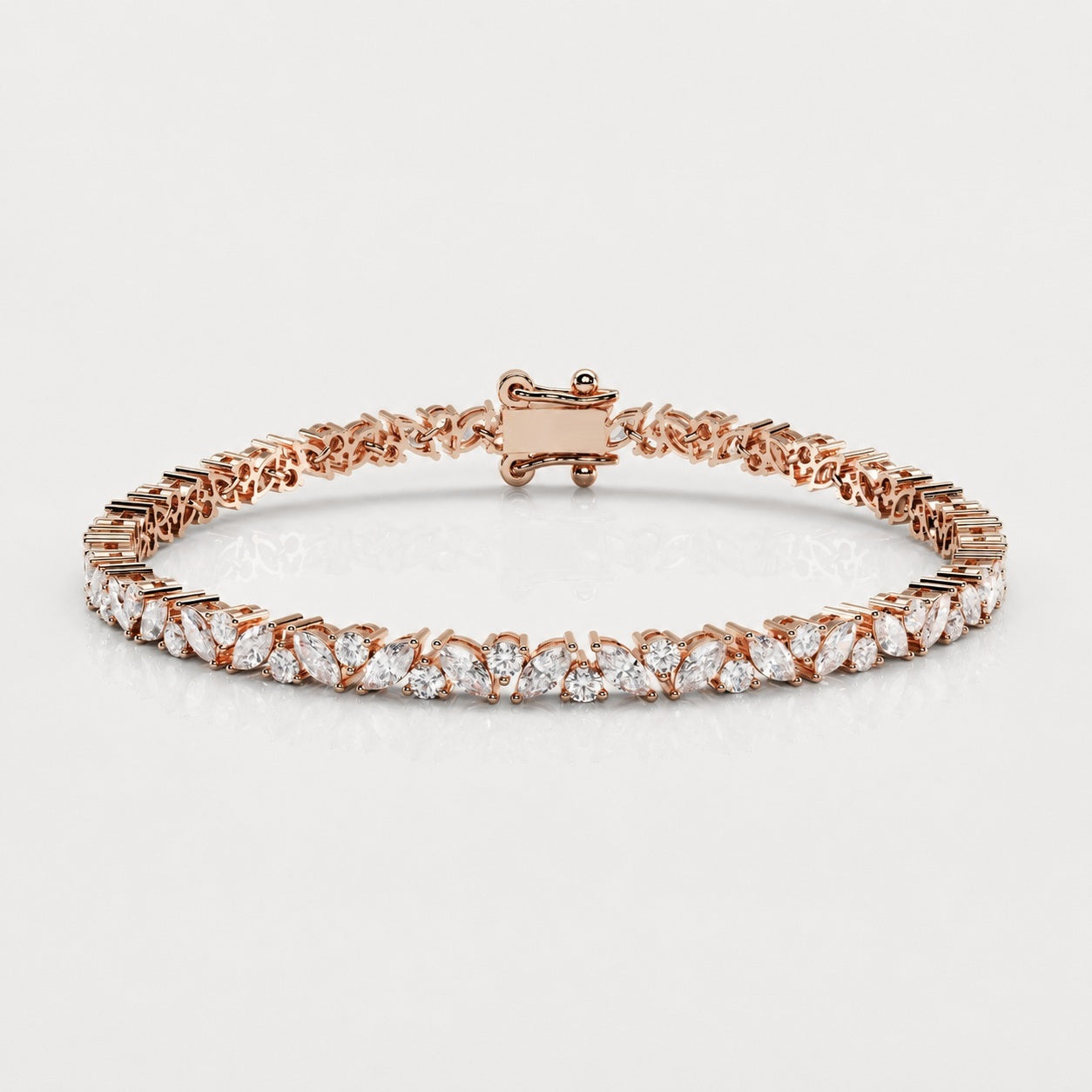 Classic Round and Marquise Diamond Tennis Bracelet 9K 'Gold 10.00Ct