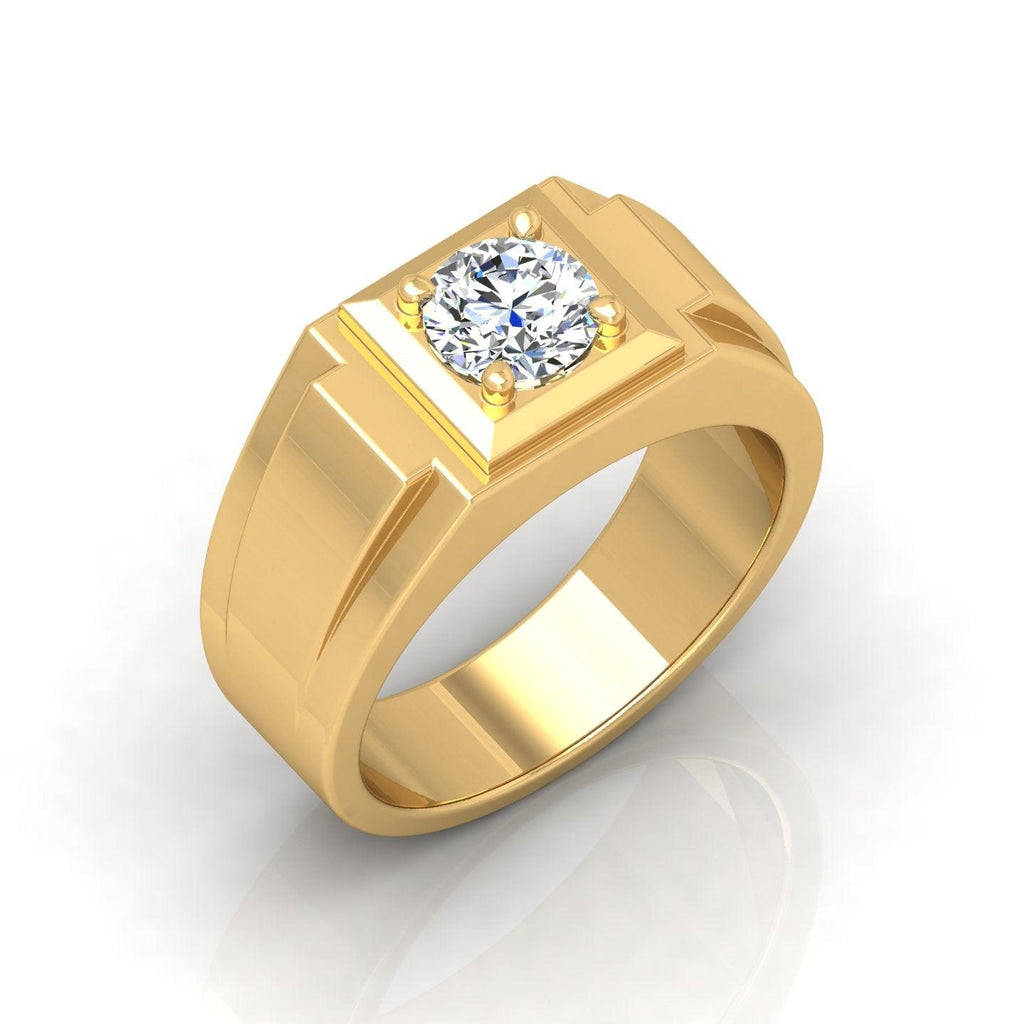 Certified F/VS 1.00Ct Single Diamond Mens Solitaire Ring