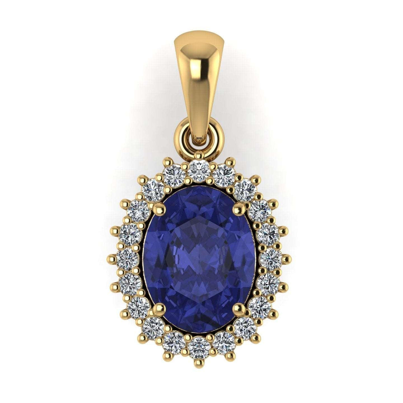 AAA 1.60 Ct Oval Tanzanite & 0.40 Ct Diamond Halo Pendant