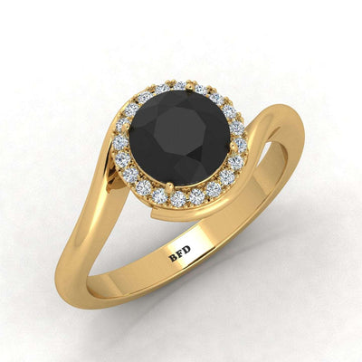 1.25 Carat Black Diamond Halo Engagement Ring For Her In Variant Metal