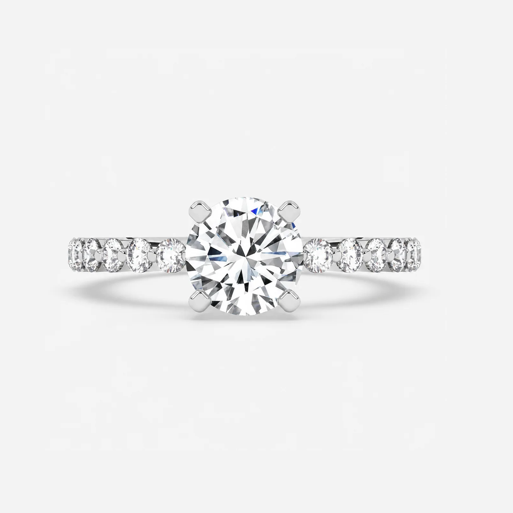 Round Diamond Engagement Ring Platinum Labgrown 2.10 Ct Solitaire with side Diamond