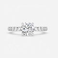 Round Diamond Engagement Ring Platinum Labgrown 2.10 Ct Solitaire with side Diamond
