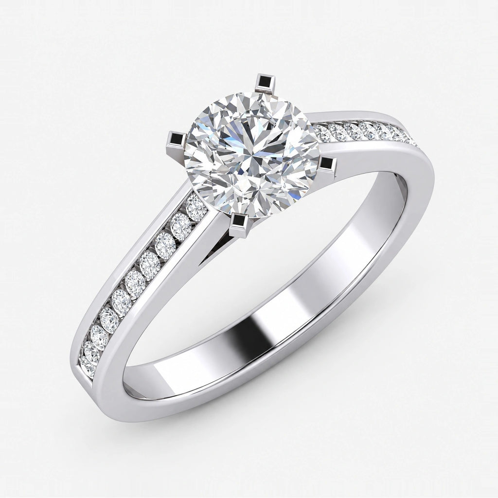 IGI Certified Lab Grown Channel Set Round Diamond Engagement Ring in Gold & Platinum – 1–5Ct