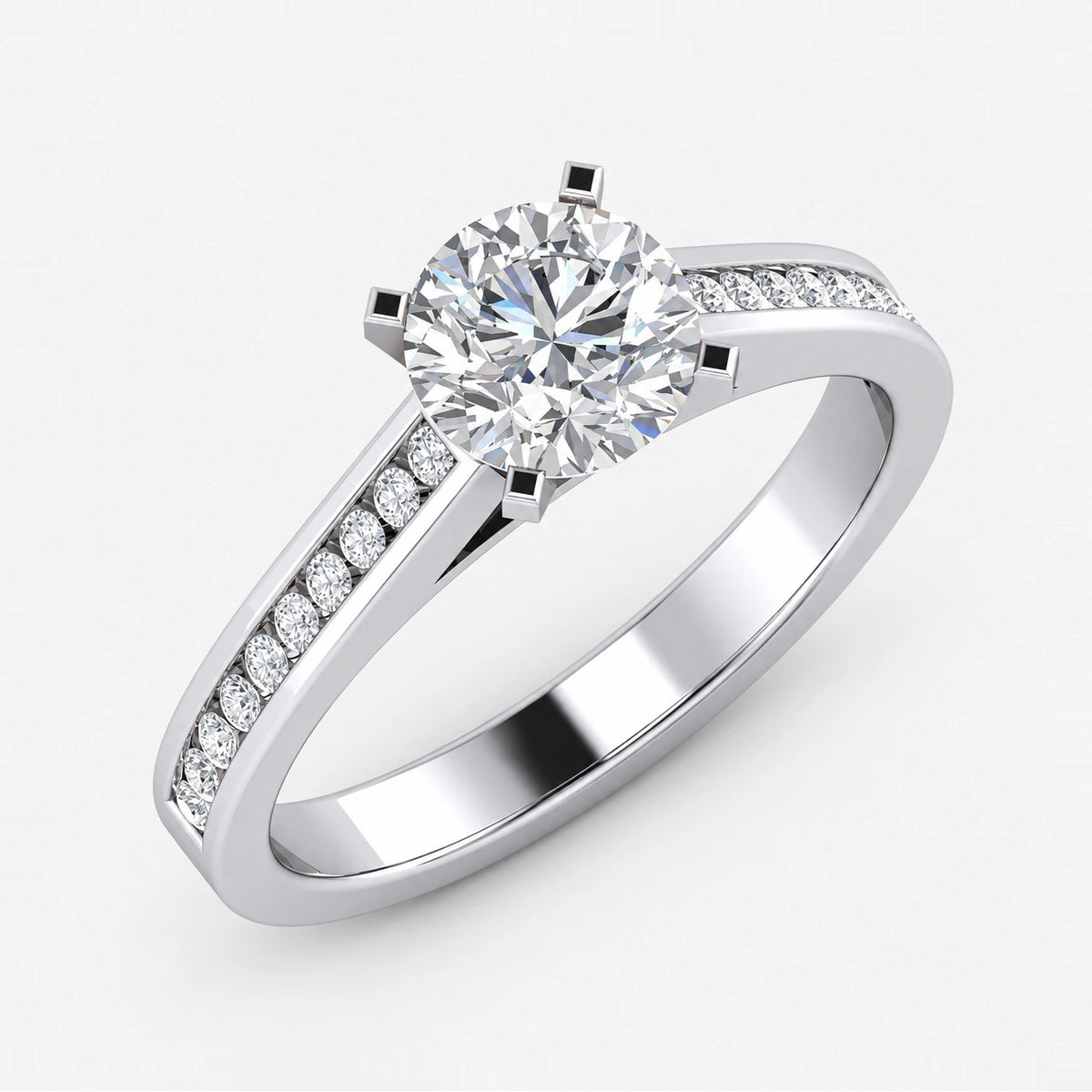 IGI Certified Lab Grown Channel Set Round Diamond Engagement Ring in Gold & Platinum – 1–5Ct