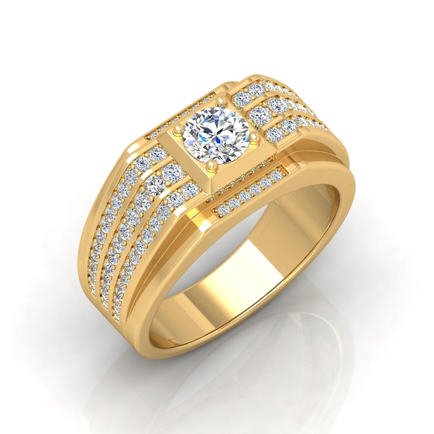 Certified 1.50ct Round Diamond Solitaire with Accents Engagement Ring for Him