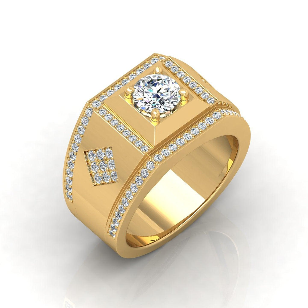 Certified 1.50ct Round Diamond Solitaire with Accents Engagement Ring for Him