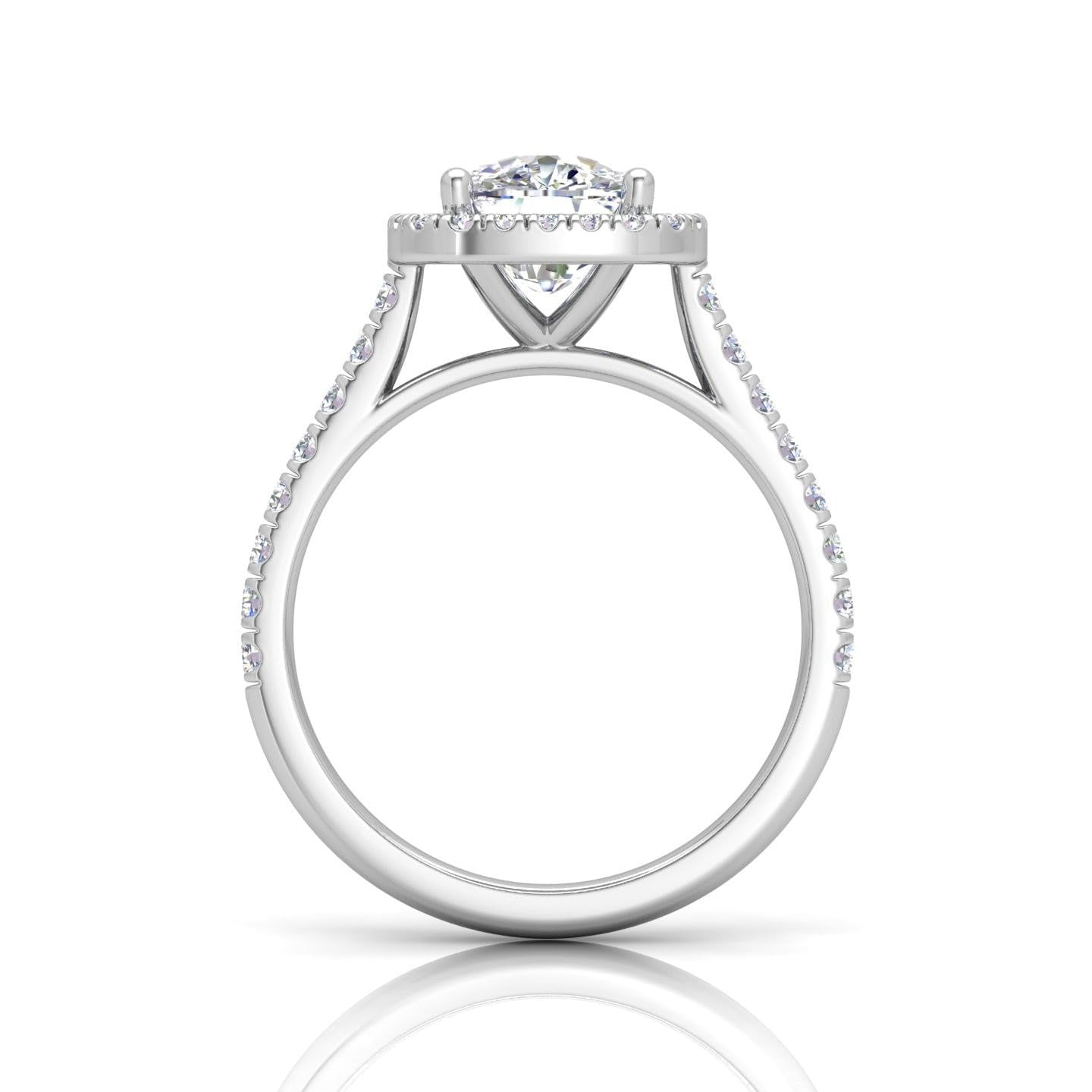 1.50 Ct IGI Certified Cushion Cut Diamond Halo Engagement Ring In Platinum