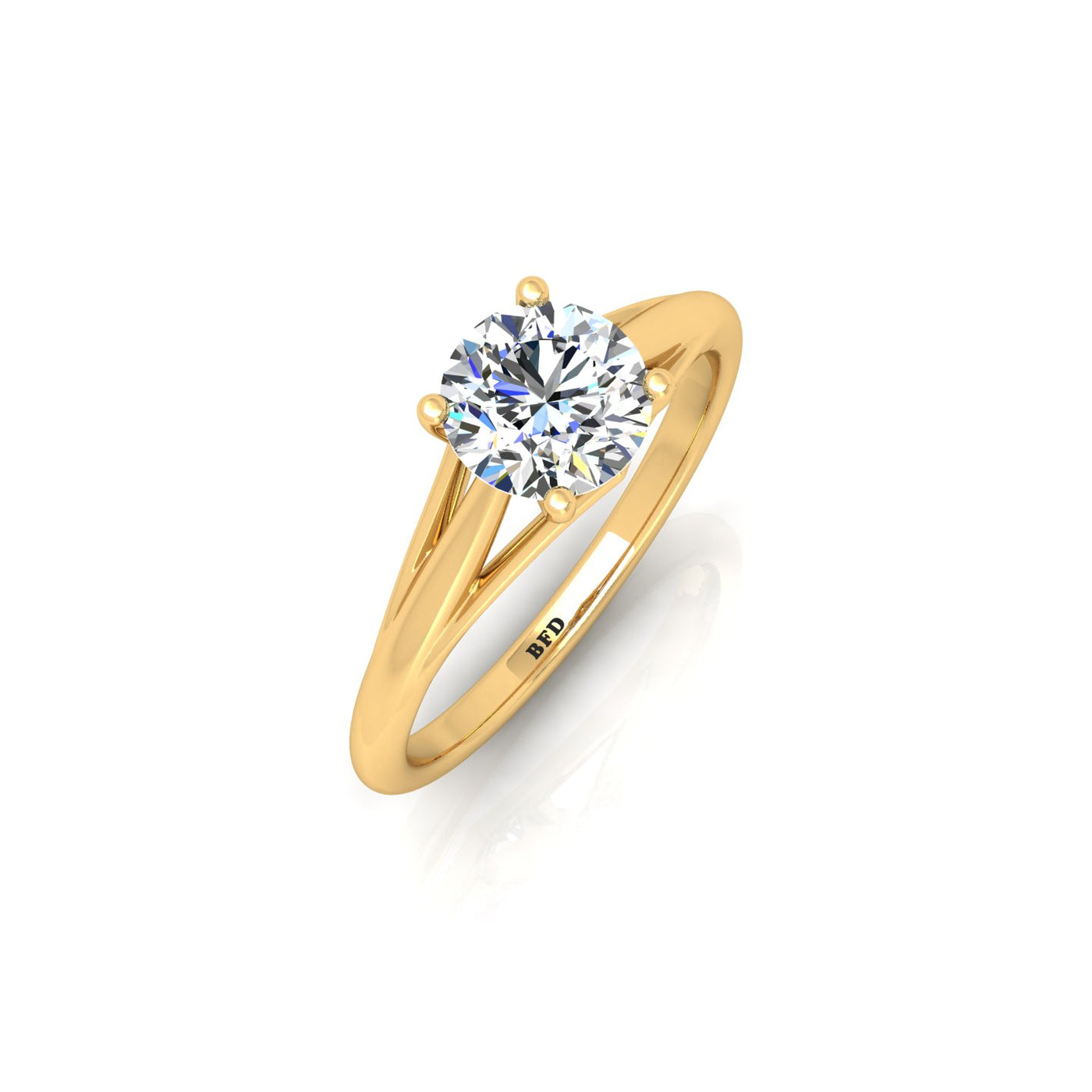 Top View of Round Brilliant Solitaire with Split Band Setting