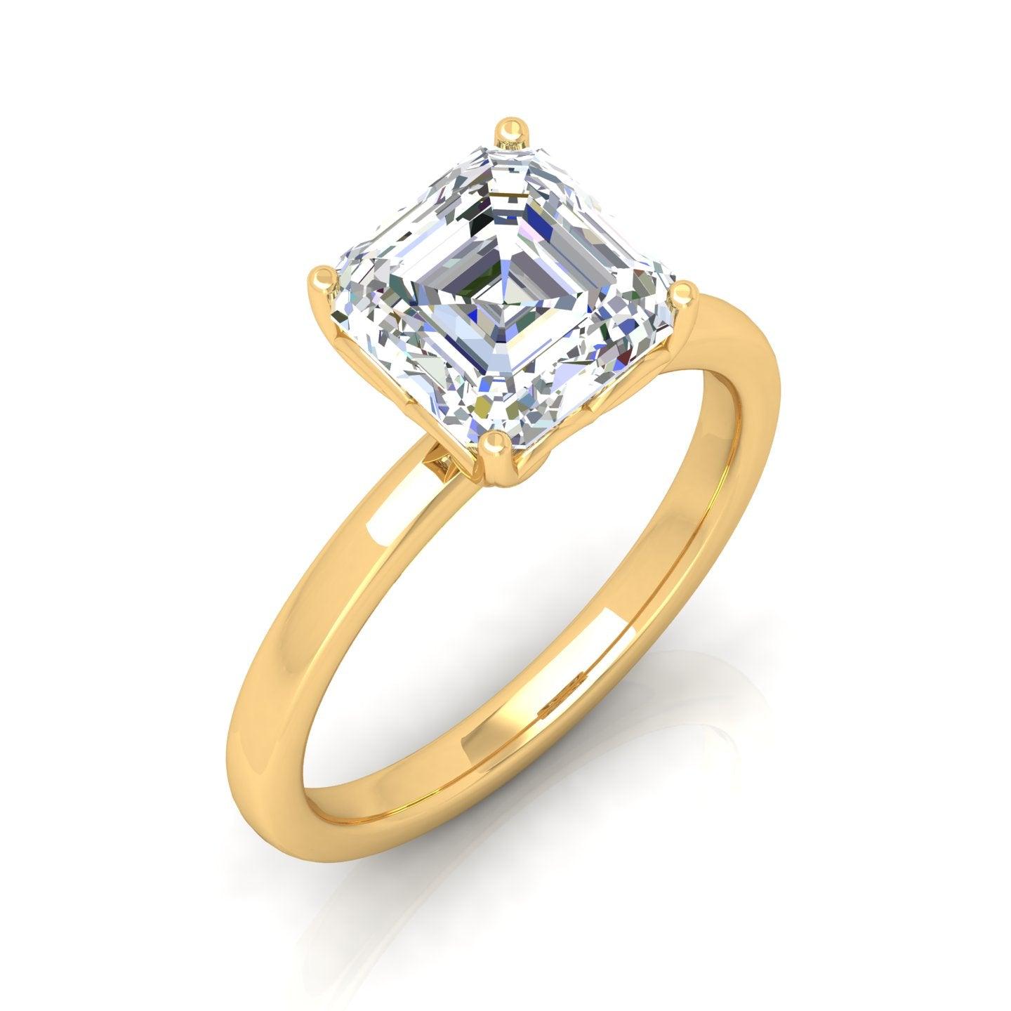 IGI Certified E/VS Asscher Diamond Solitaire Engagement Ring - amadadiamonds