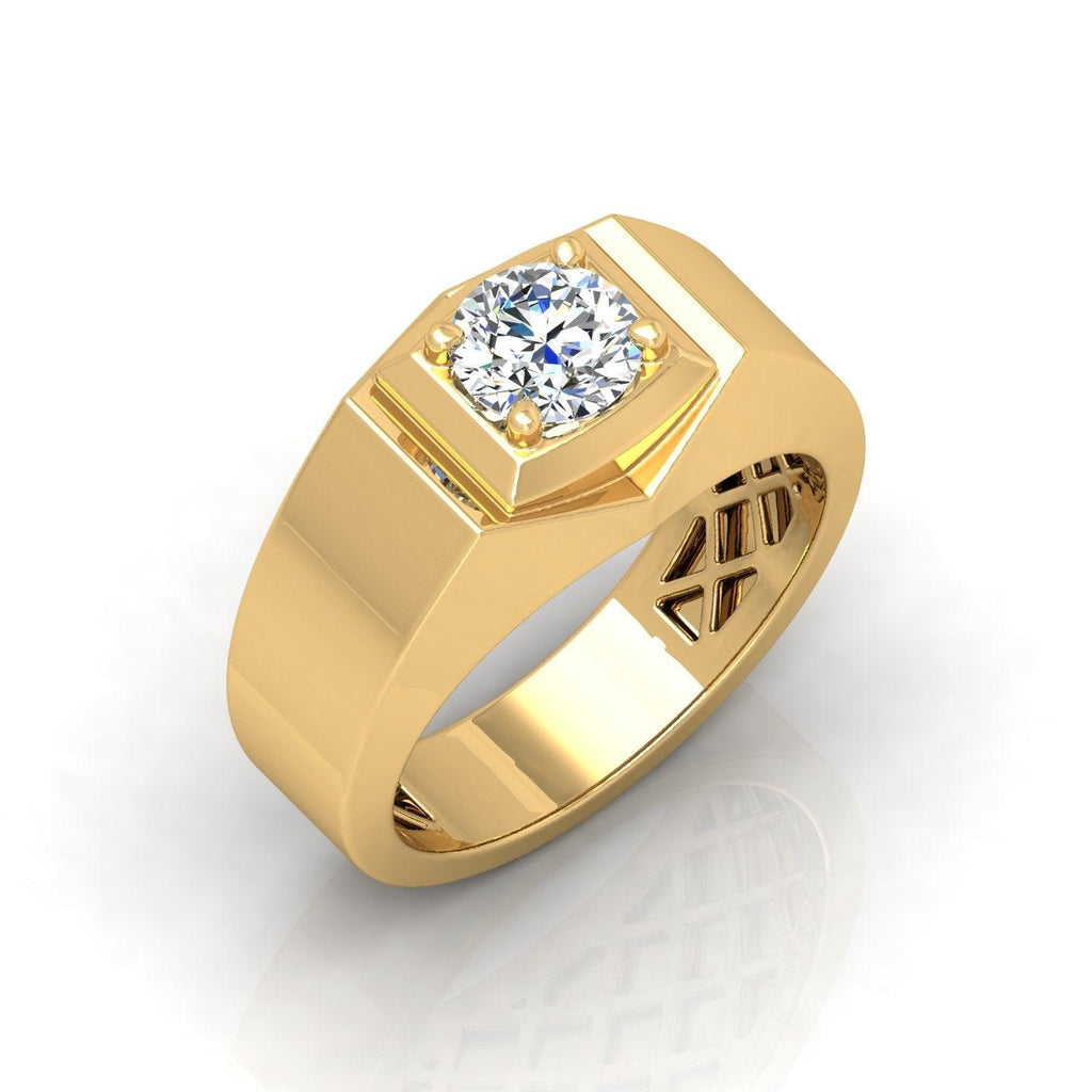 Certified F/VS Single Diamond Mens Solitaire Ring