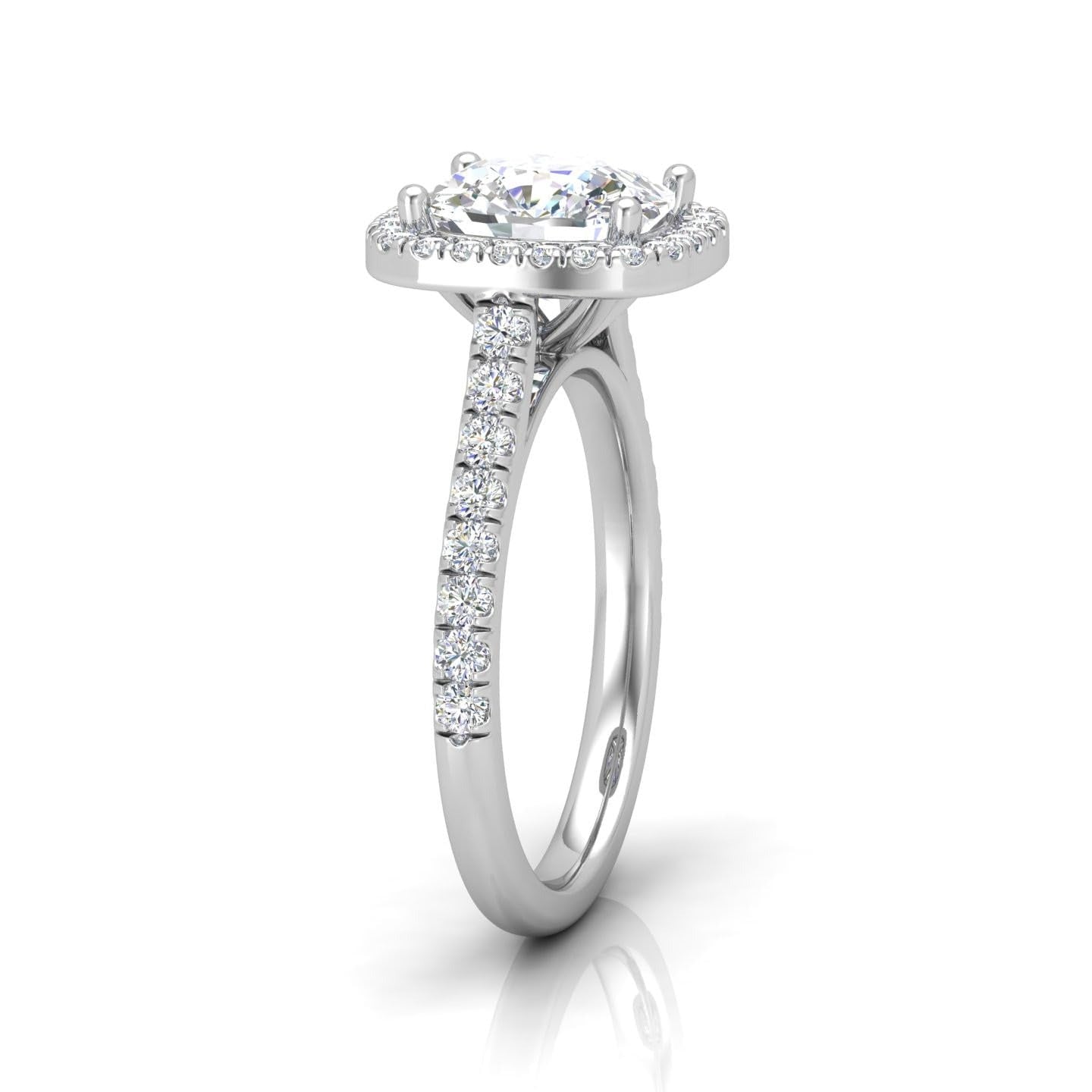 1.50 Ct IGI Certified Cushion Cut Diamond Halo Engagement Ring In Platinum