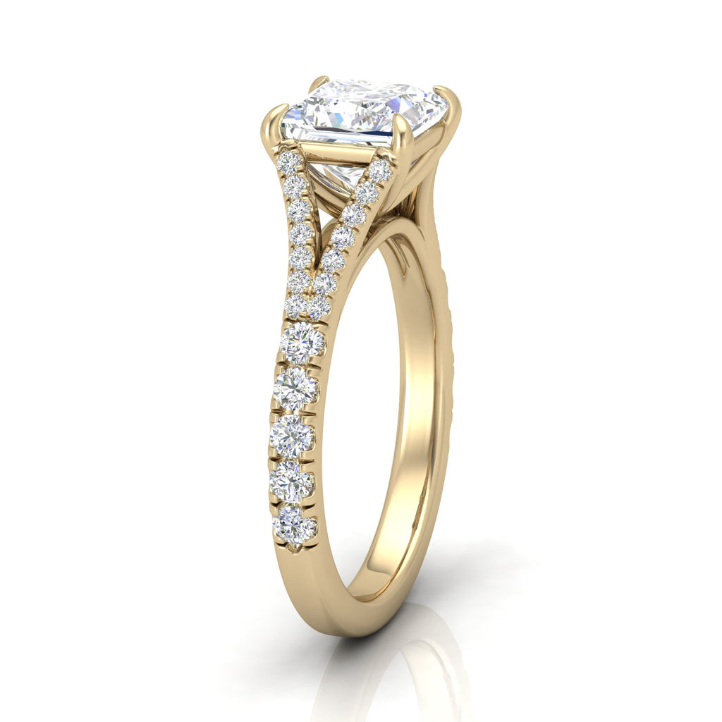 Julie Princess Diamond Split Shank Engagement Ring