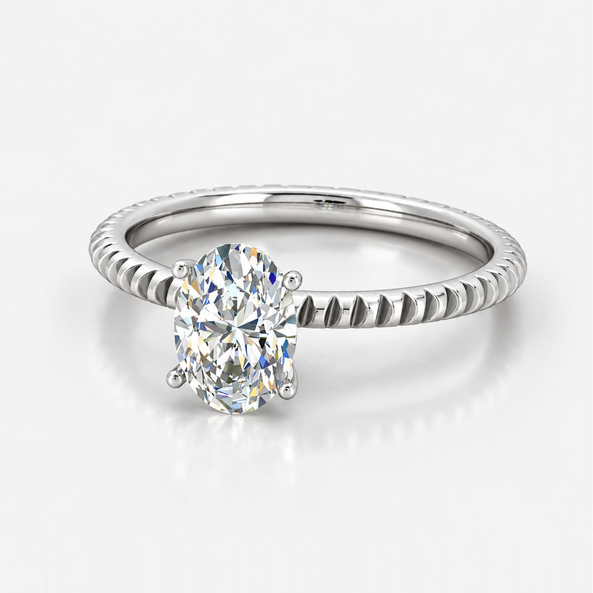 IGI Certified Oval Diamond 2.00Ct Cable Solitaire Engagement Ring in Gold & Platinum