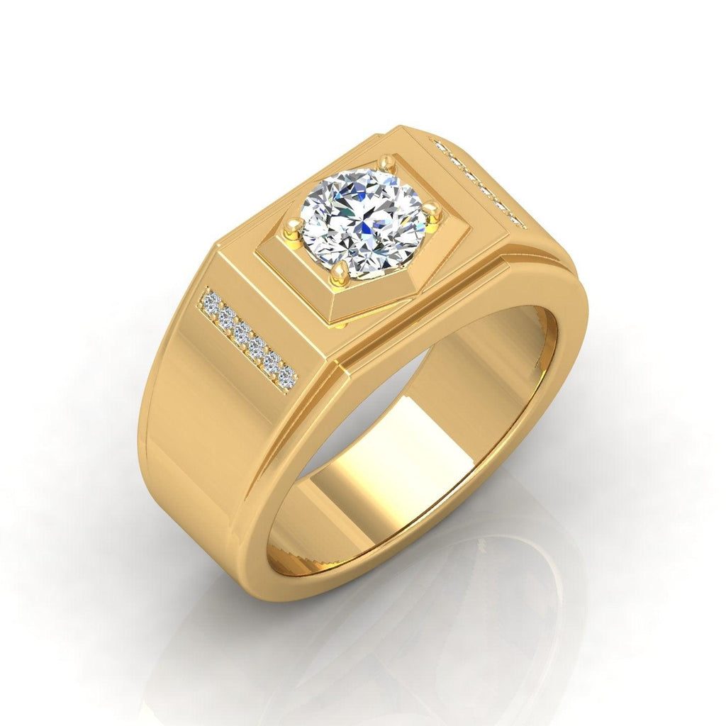 Certified F/VS 1.00Ct Round Diamond Solitaire With Accents Engagement Ring For Him