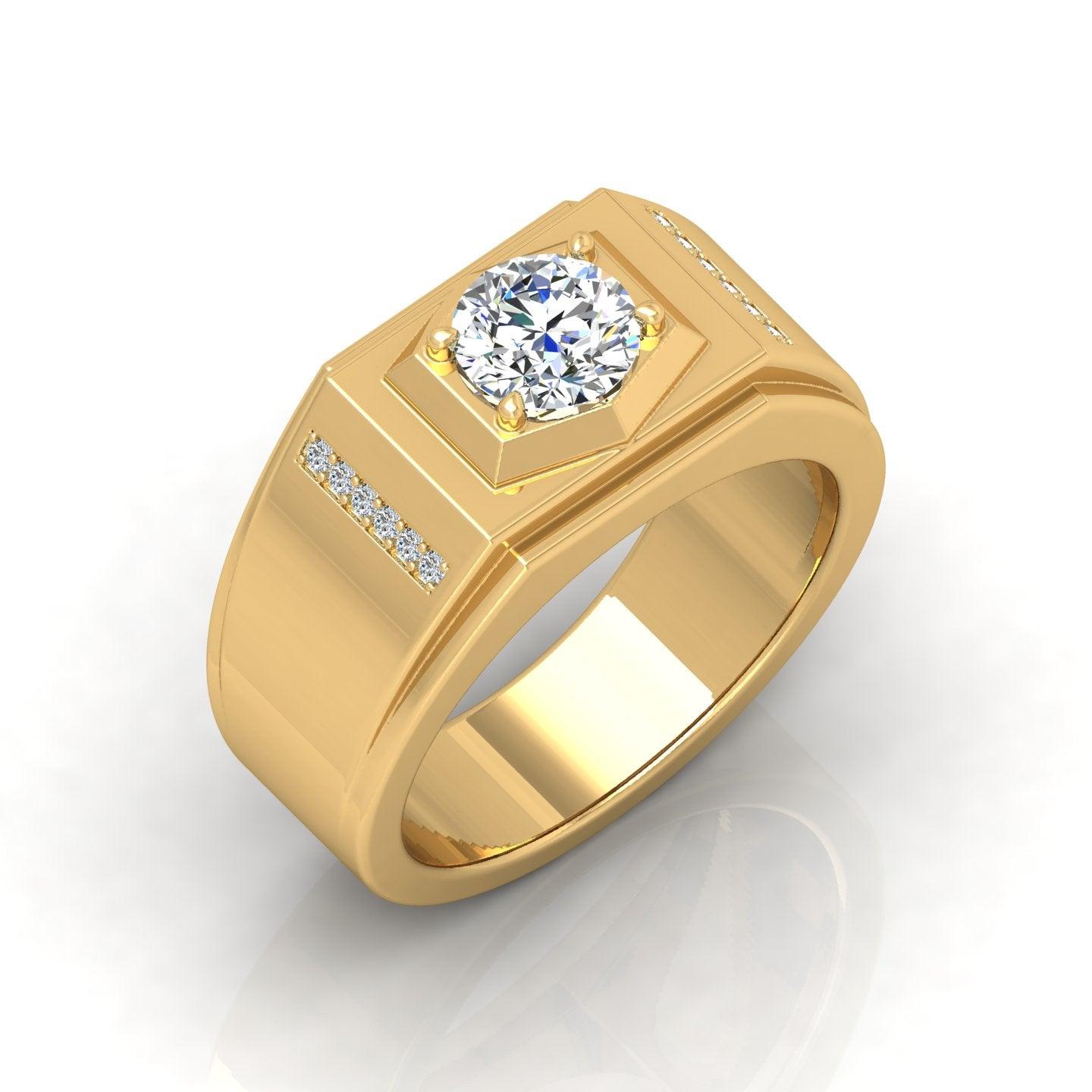 Certified F/VS 1.00Ct Round Diamond Solitaire With Accents Engagement Ring For Him