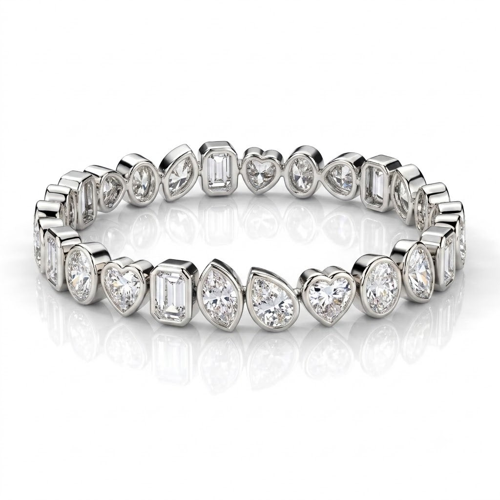 10.00 Carat D/VS Lab Grown Mixed Shape Diamond Tennis Bracelet