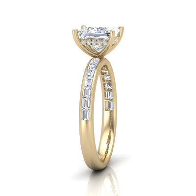 Classic Hidden Halo Channel Set Engagement Ring - Princess