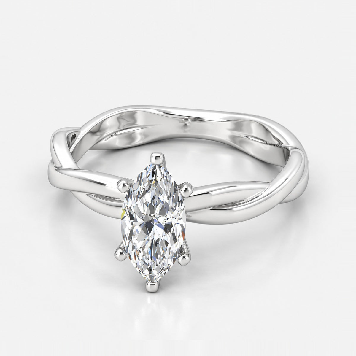 Twisted Solitaire Engagement Ring Marquise Diamond 2.00Ct IGI Certified in Gold & Platinum