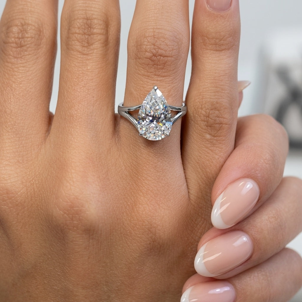 Clearance 5.00CT IGI Certified Lab Grown Pear Diamond Solitaire Engagement Ring