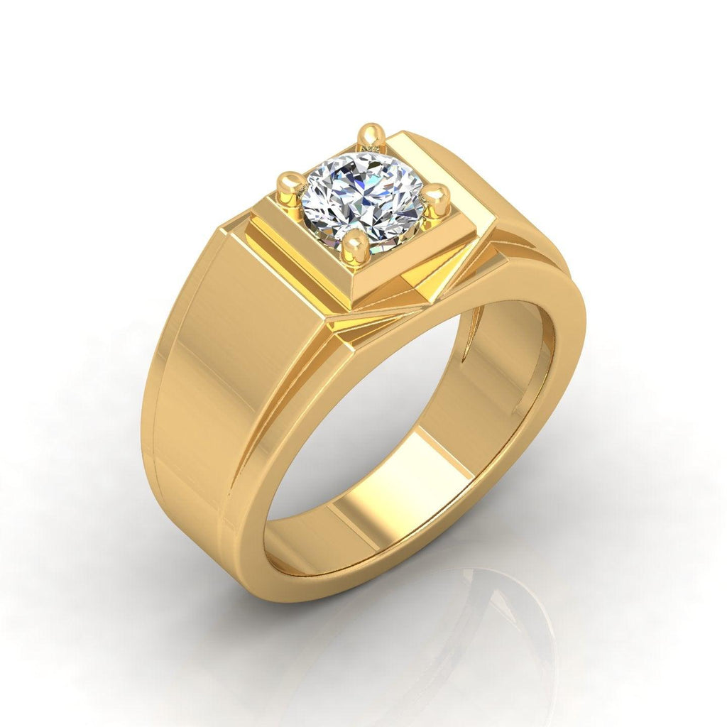 Certified E/VS 1.00Ct Round Diamond Mens Solitaire Ring