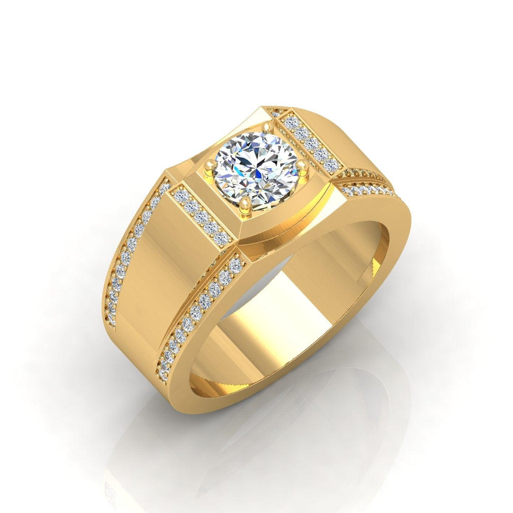 Certified F/VS 1.20Ct Round Diamond Mens Solitaire Ring