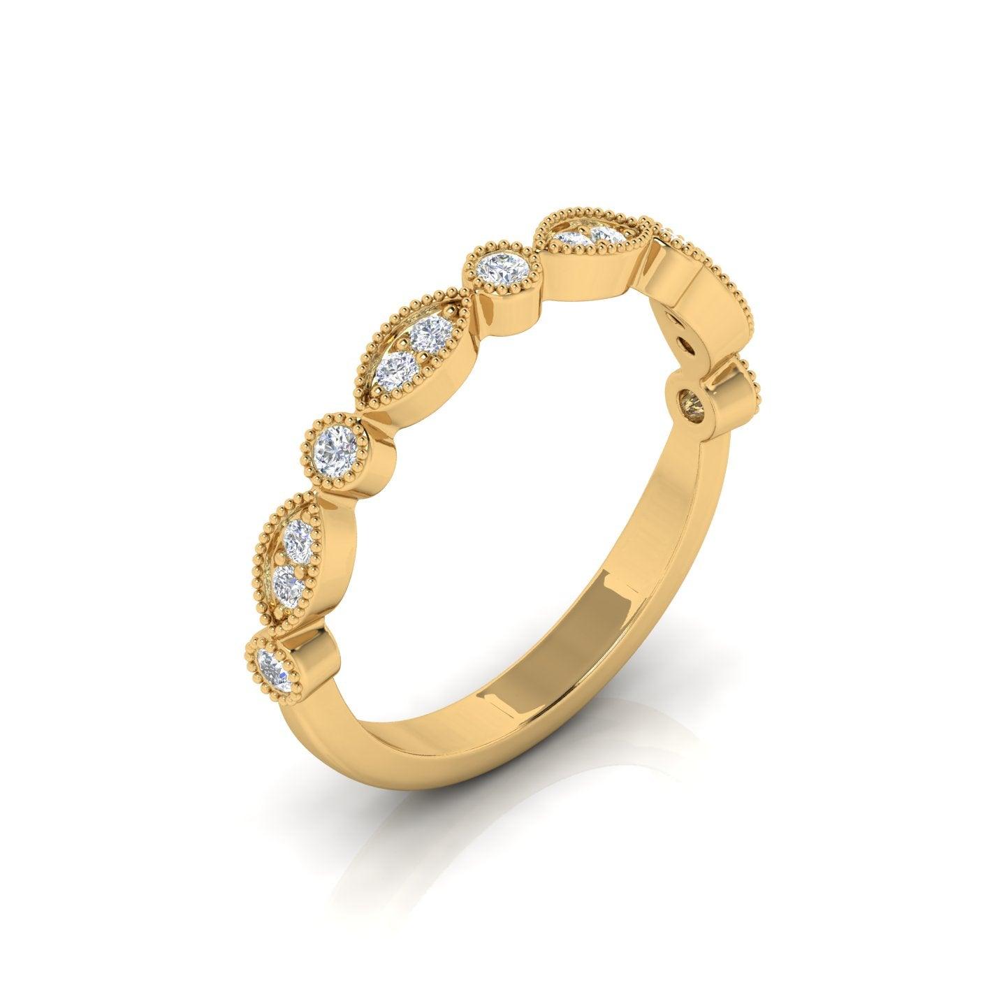 0.25 Carat D/VS Round Diamond Designer Half Eternity Wedding Ring - amadadiamonds