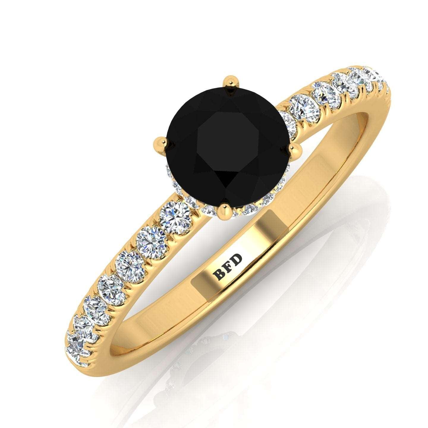 0.95 Carat Black Diamond Hidden Halo Engagement Ring Uk Hallmarked