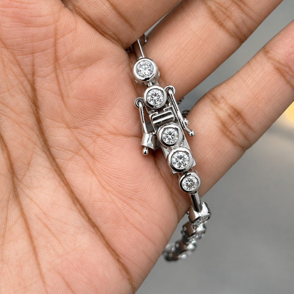 3.00ct Round Diamond Tennis Bracelet - Platinum (Angle View 5)