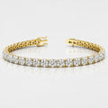 Natural 16.14 Carat Round Diamond 4-Prong Tennis Bracelet in 18k Yellow Gold