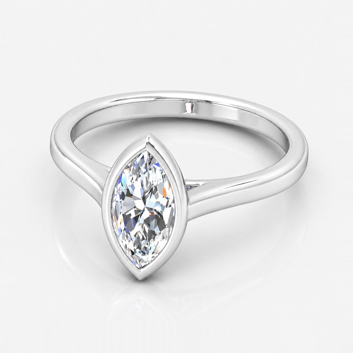 Marquise Diamond Bezel Set 2.00Ct IGI Certified Solitaire Engagement Ring in Gold & Platinum