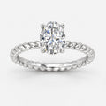 IGI certified oval lab-grown diamond cable solitaire engagement ring in gold and platinum