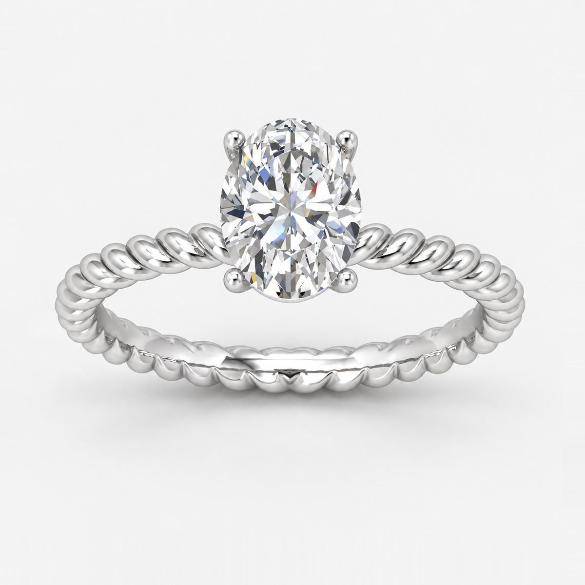 IGI Certified Oval Diamond 2.00Ct Cable Solitaire Engagement Ring in Gold & Platinum