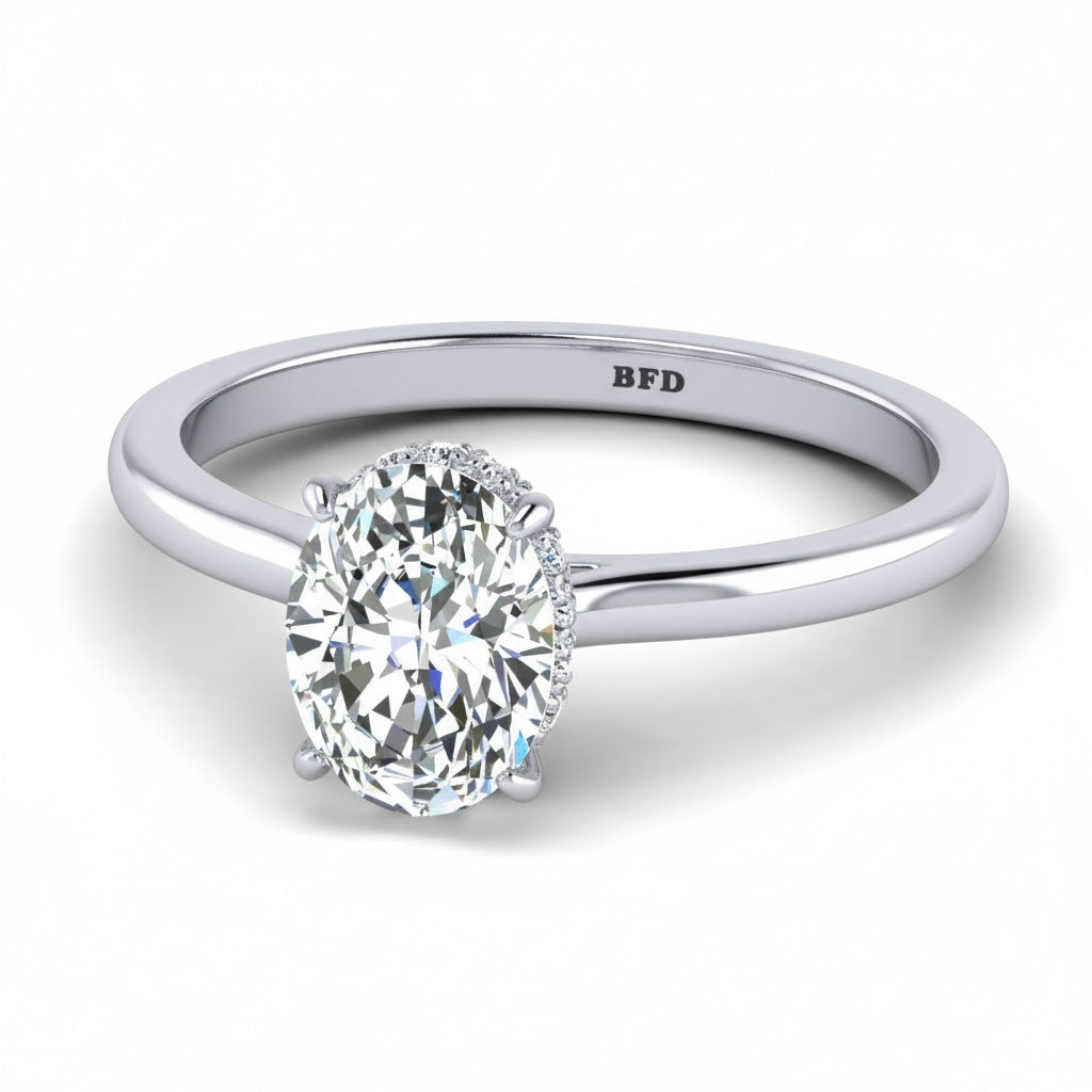 2.00 Carat D/VS Lab Grown Oval Diamond Hidden Halo Engagement Ring In Platinum