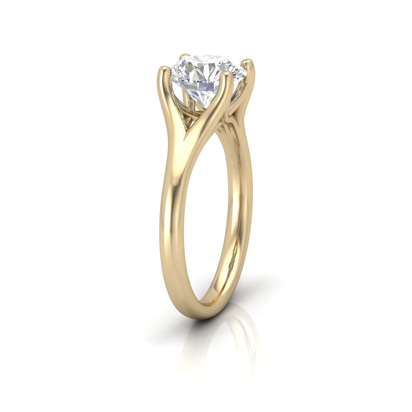 Round Diamond Split Shank Solitaire Engagement Ring