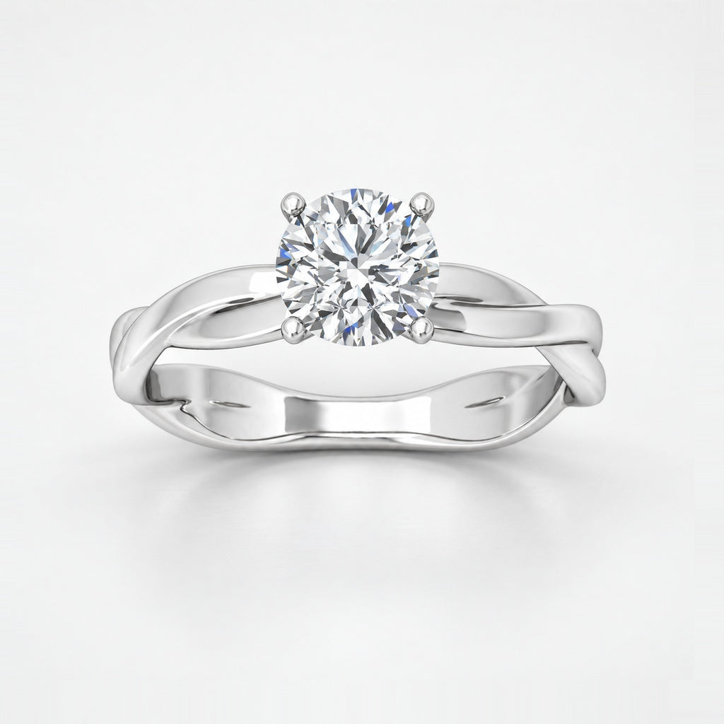 IGI Certified 2.00Ct Romantic Diamond Floral Asymmetrical Twist Engagement Ring in Gold & Platinum
