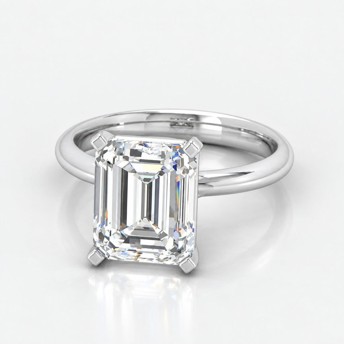 IGI Certified Classic Solitaire Emerald Diamond Engagement Ring in Gold & Platinum