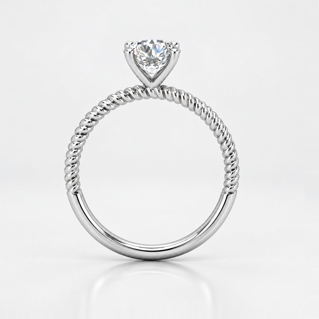 IGI Certified 1.00 Carat E/VS Cable Solitaire Engagement Ring in Gold & Platinum