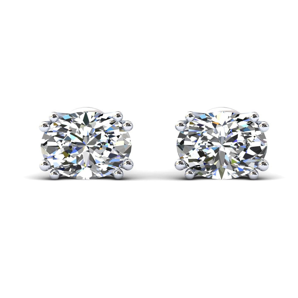 Certified F/VS 3.00Ct Oval Diamond Stud Earrings in 18k Gold / Platinum