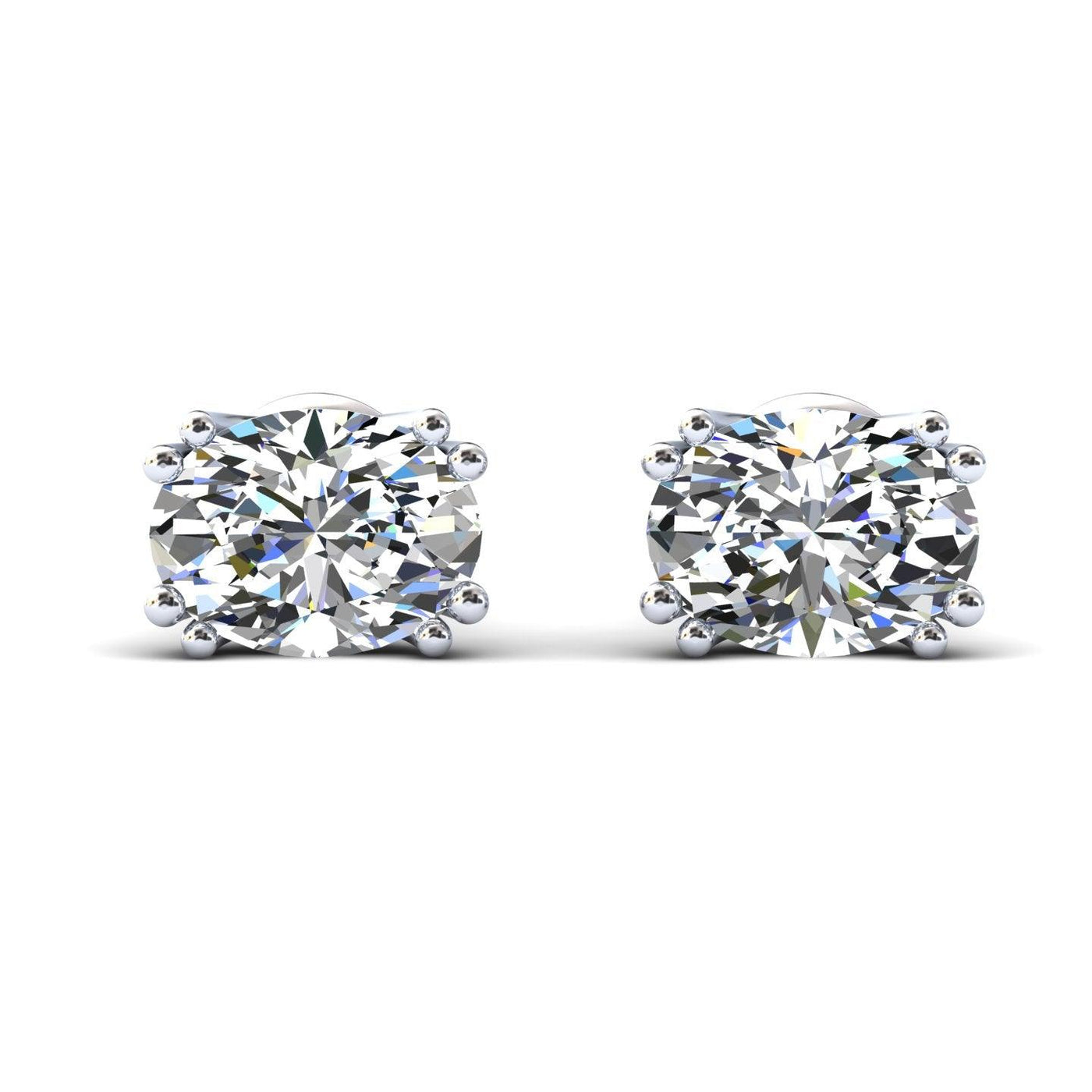 Certified F/VS 3.00Ct Oval Diamond Stud Earrings in 18k Gold