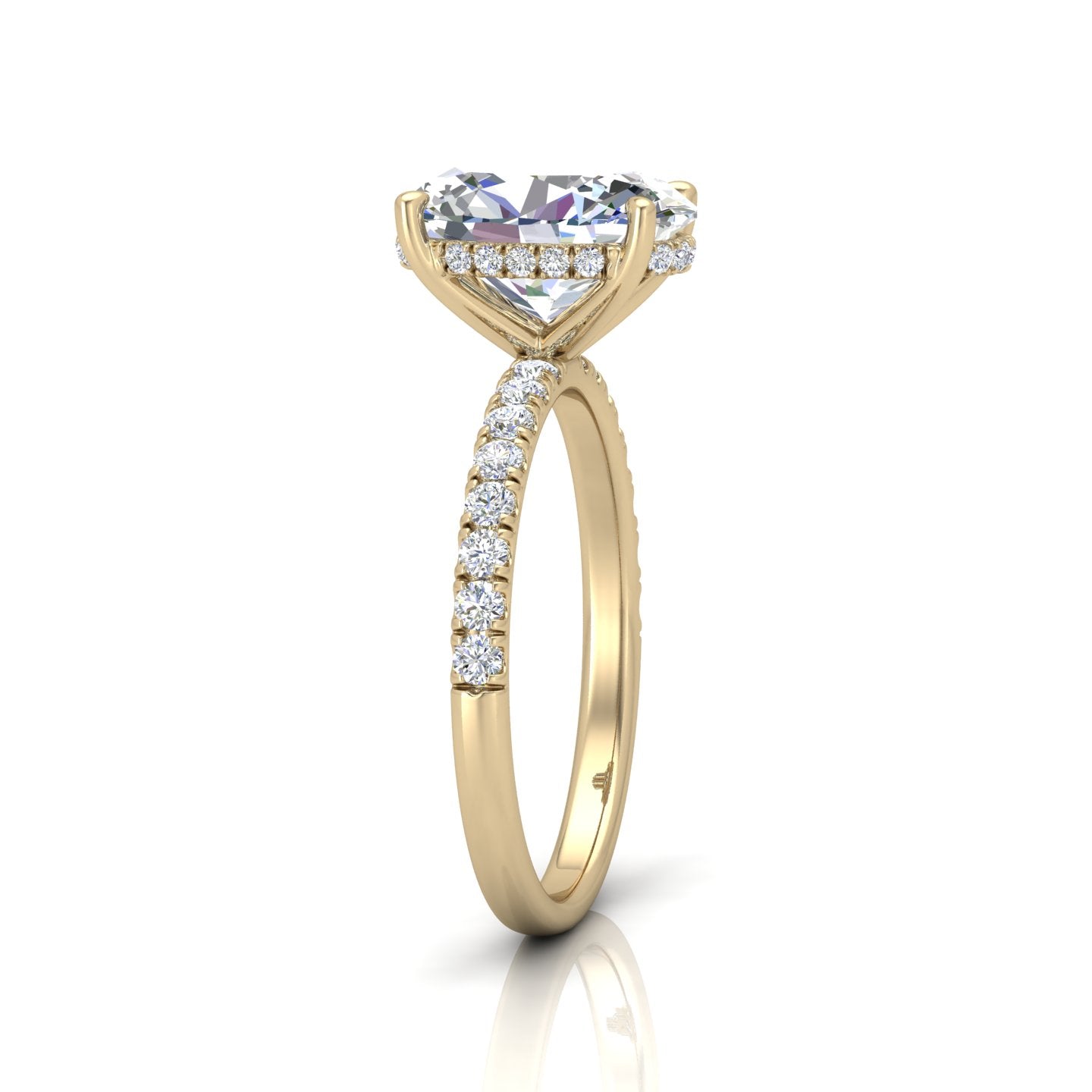 Classic Hidden Halo Pave Set Engagement Ring - Oval