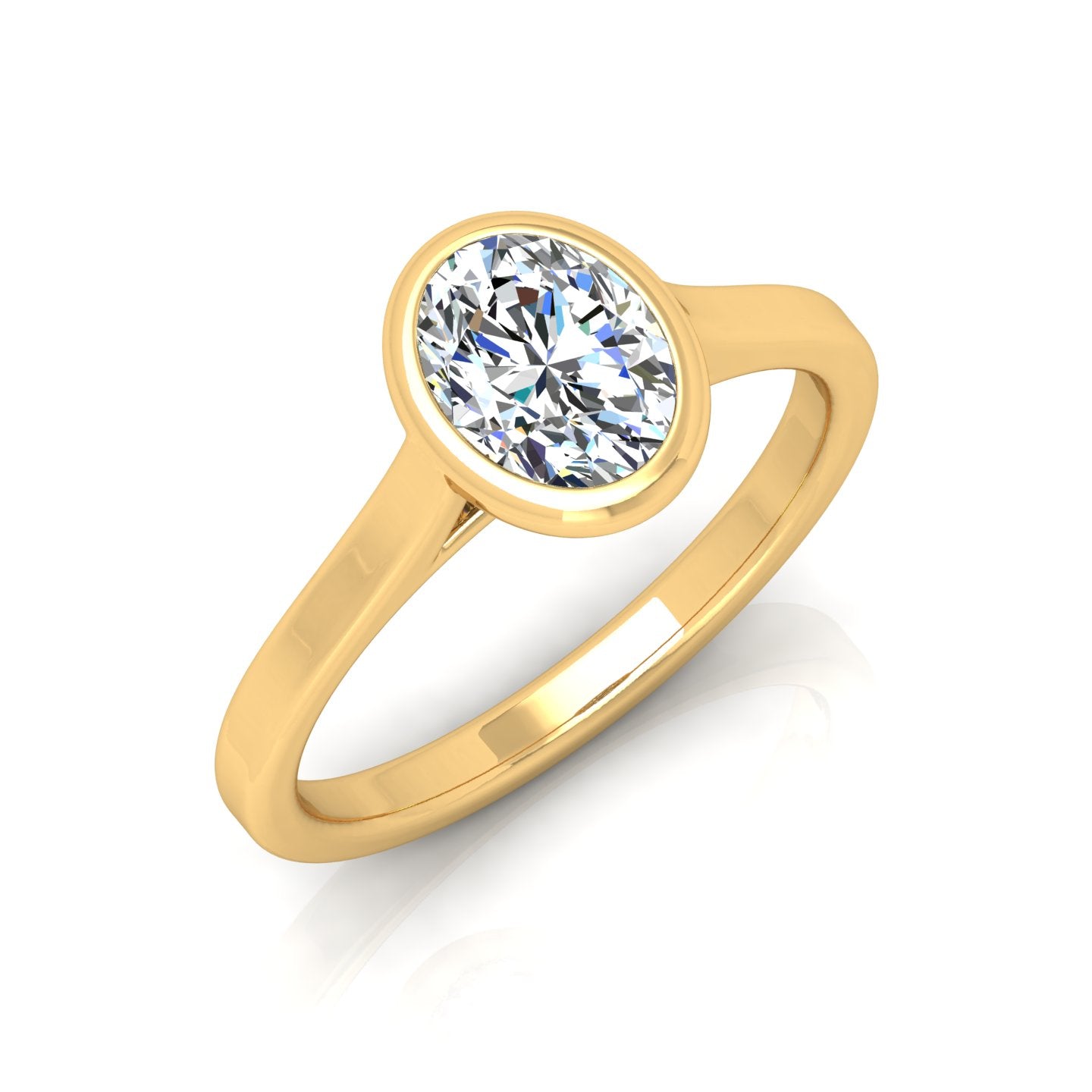 18k Yellow Gold All Shape Comfort Fit Bezel Set Solitaire Engagement Ring