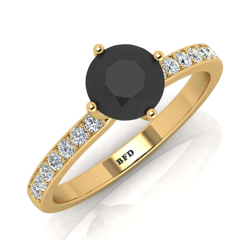 AAA Black & White Diamond Solitaire engagement Ring - 1.20 Carat