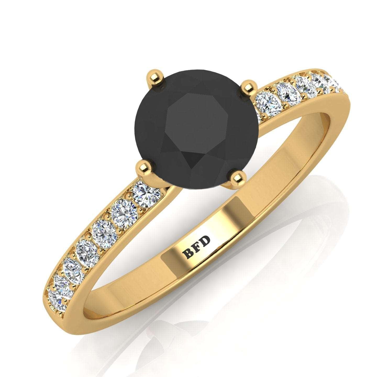 AAA Black & White Diamond Solitaire engagement Ring - 1.20 Carat